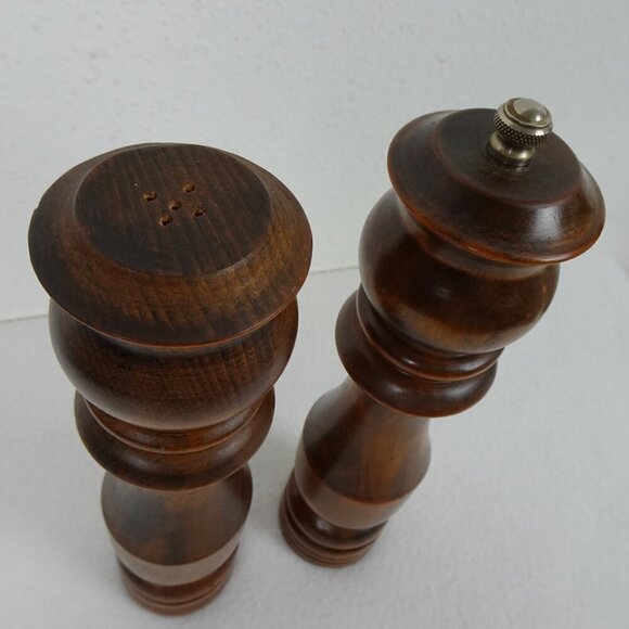 Woodcrest By Styson Wooden Salt Shaker Pepper Grinder 10 Inches MCM Vintage - Picture 5 of 16